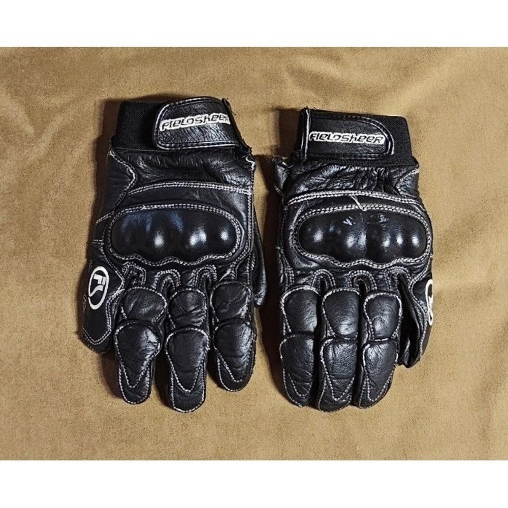 Fieldsheer Mens Black Goat Skin Leather Armored Motorcycle Gloves XL 28728